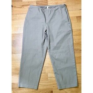 Eileen Fisher Women's Organic Cotton Straight Leg Crop Pants Gray/Beige Size M